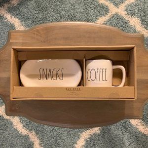 Rae Dunn COFFEE + SNACKS Mug and Plate Set